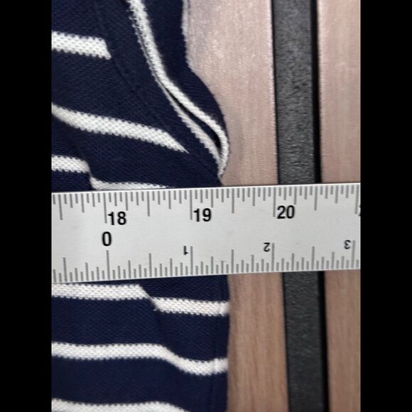 ATM Dress Small Womens Blue V Neck 100% Pima Cotton Cap Sleeve Striped - Picture 3 of 6